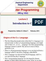 Lecture 2. Introduction To C++