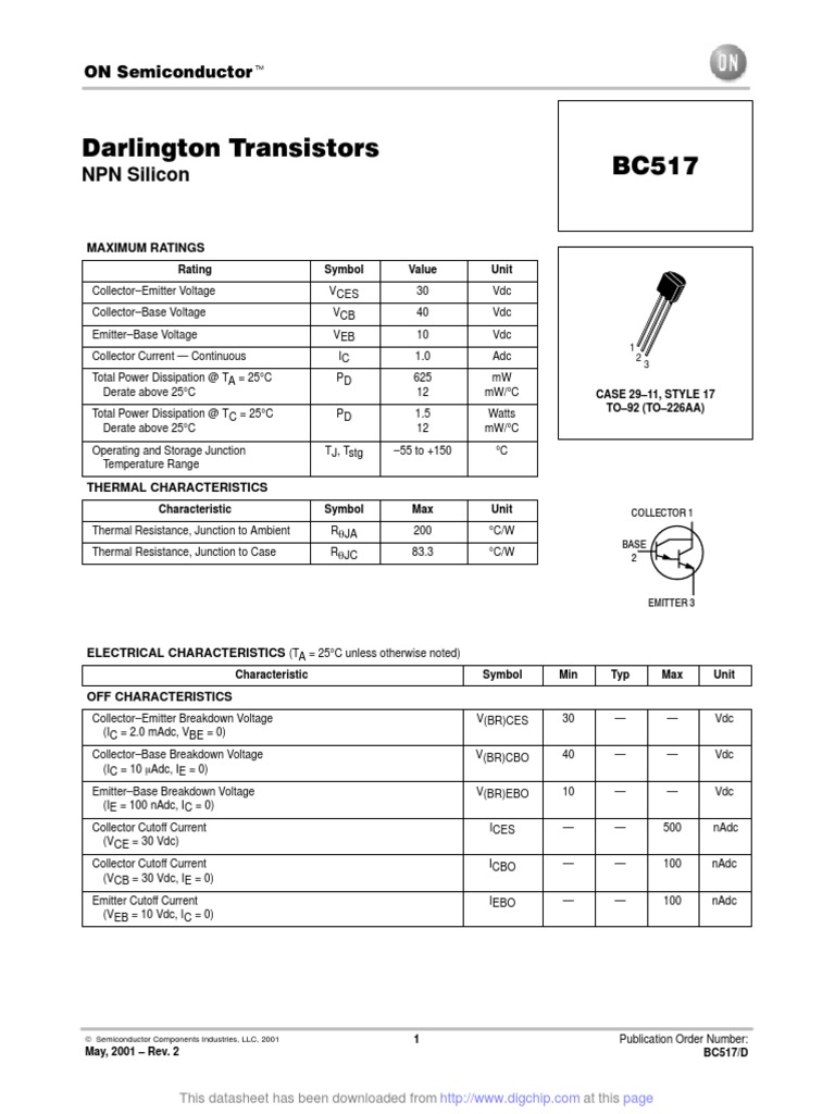 BC517 Bandwidth (Signal Processing) Bipolar Junction Transistor
