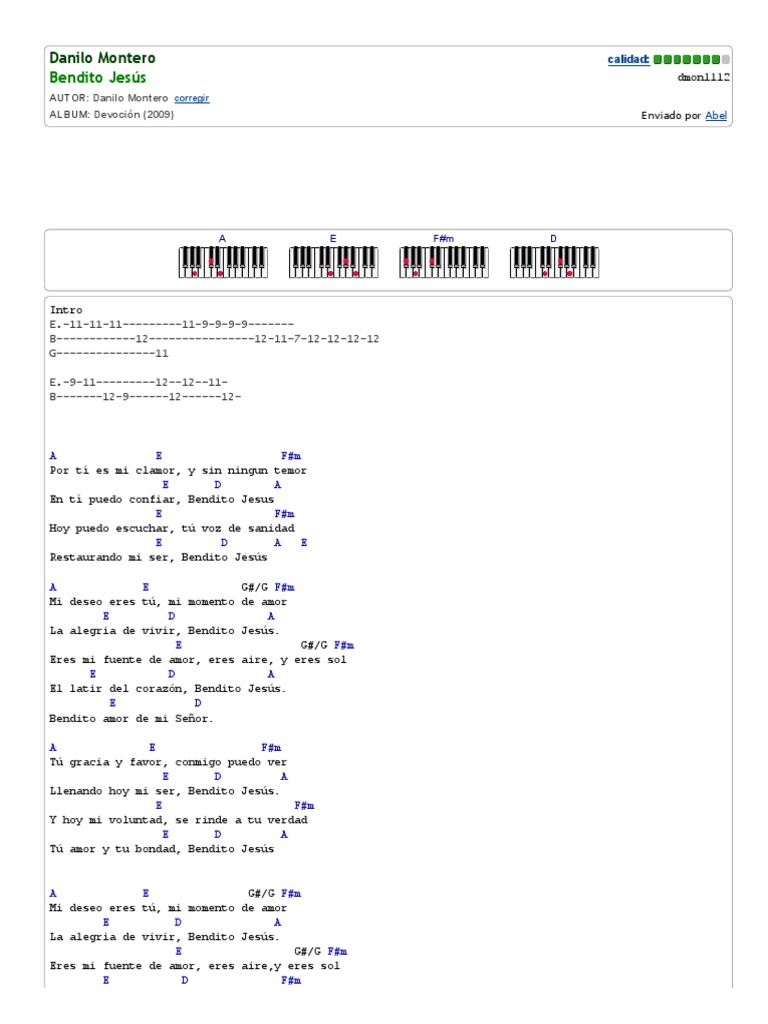 Danilo Montero Bendito Jesus Letra Y Acordes A danilo montero bendito jesus letra y