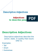 Descriptive Adjectives: To Describe People