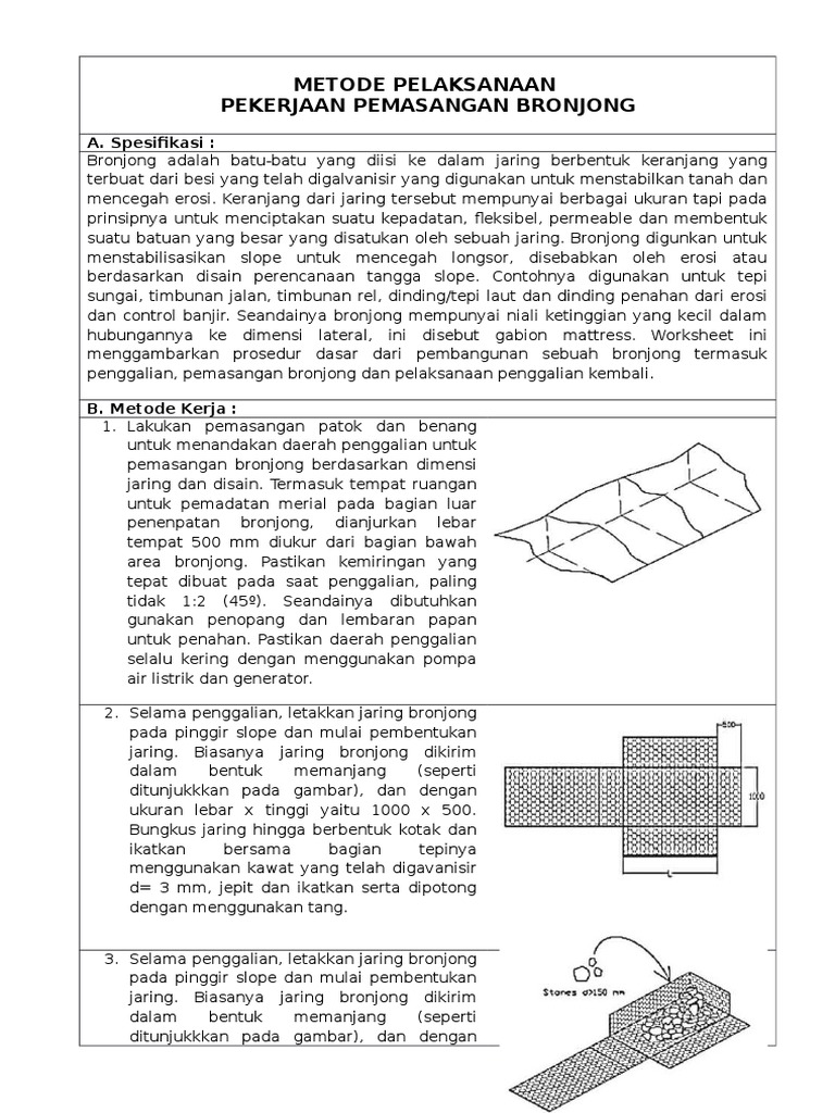 METODE PELAKSANAAN Bronjong | PDF