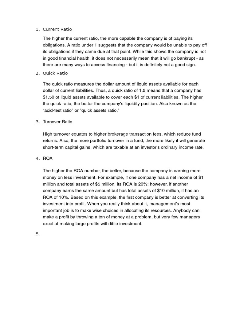 Key Financial Ratios Explained | PDF | Business | Finance & Money ...