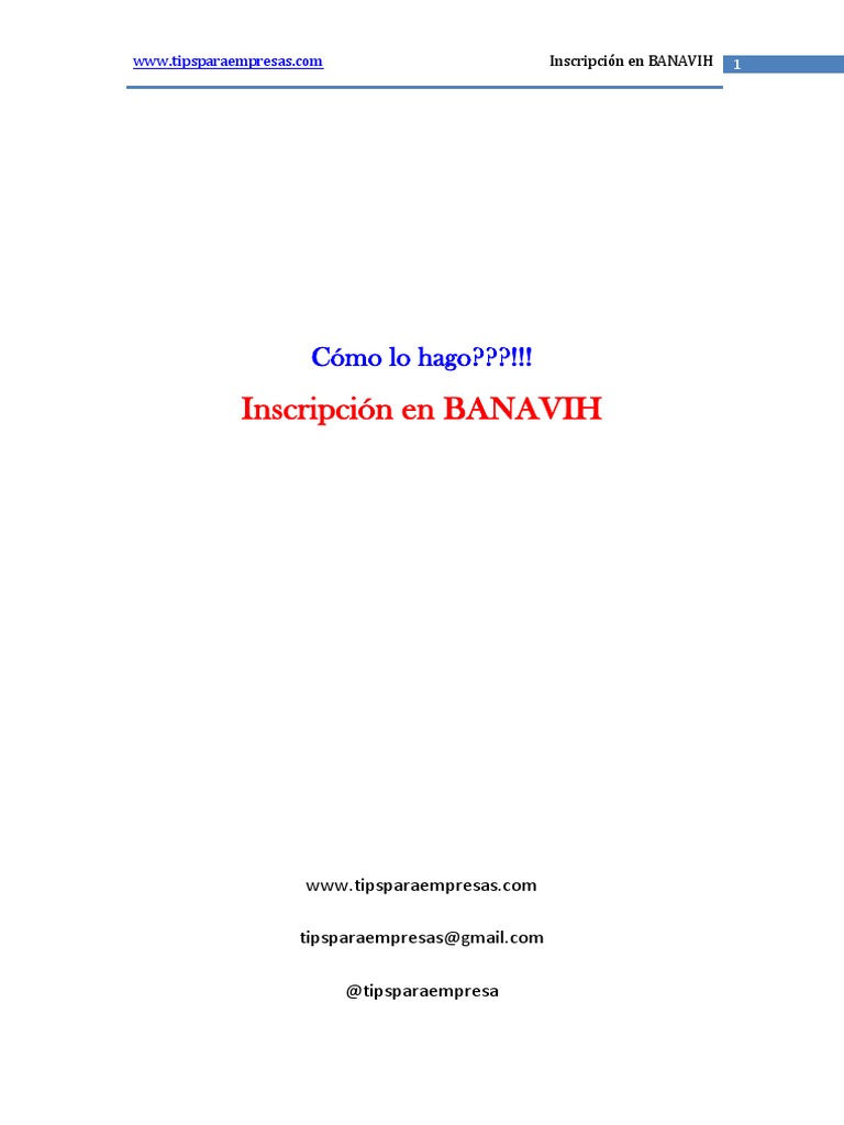 Inscripción en BANAVIH: Guía Paso a Paso | PDF | Bancos | Business