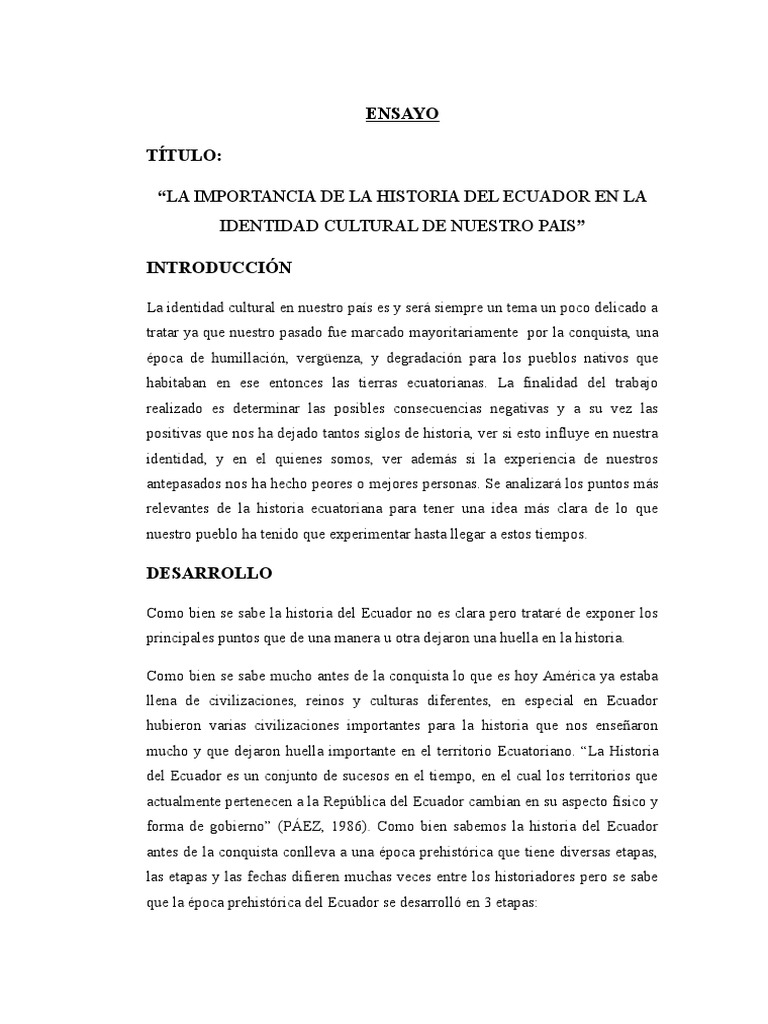 La Importancia De La Historia Del Ecuador En La Identidad Cultural