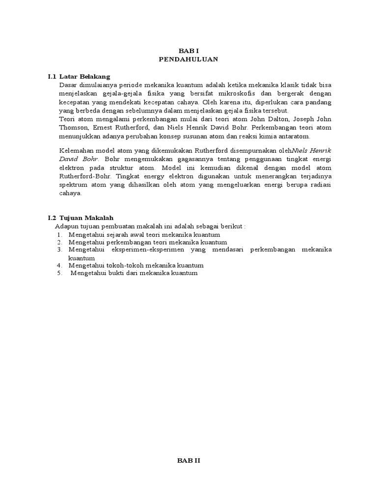 Struktur Atom Menurut Teori Mekanika Kuantum