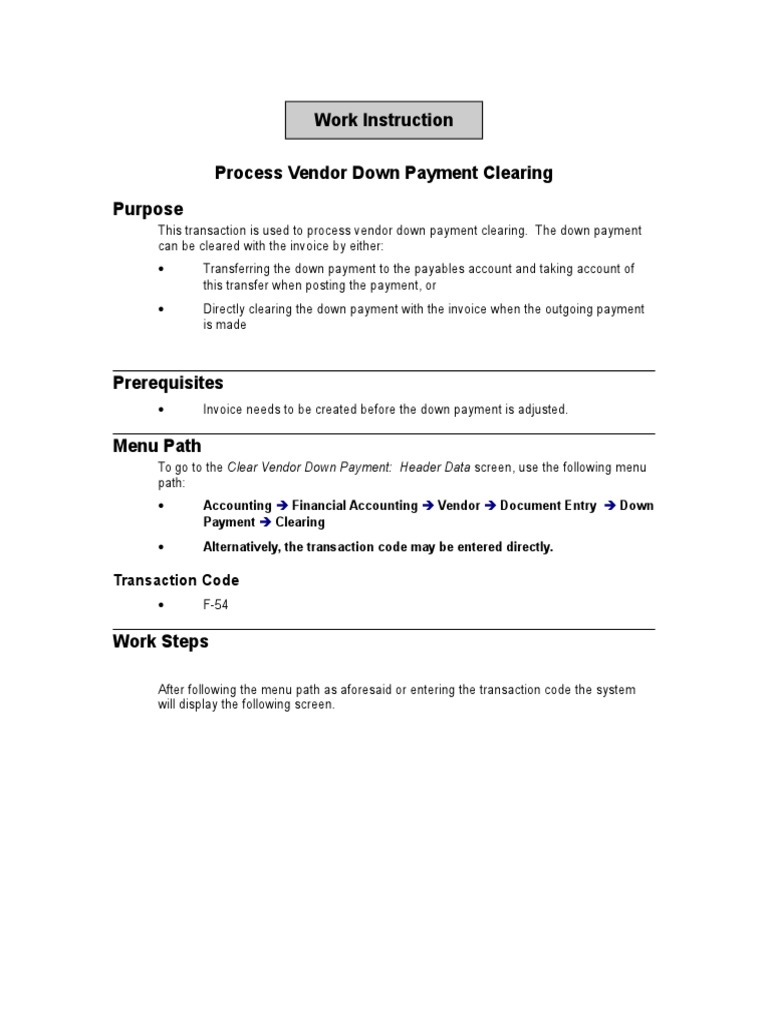 Vendor Down Payment Clearing Process | PDF | Computing | Business