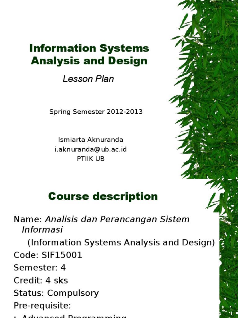Information Systems Analysis and Design: Lesson Plan | PDF | Unified ...