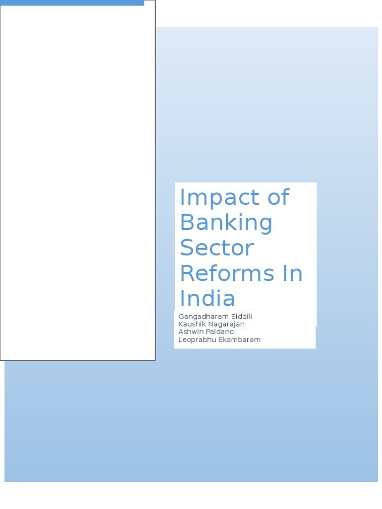 Banking Sector Reforms in India - Final | PDF | Reserve Bank Of India ...