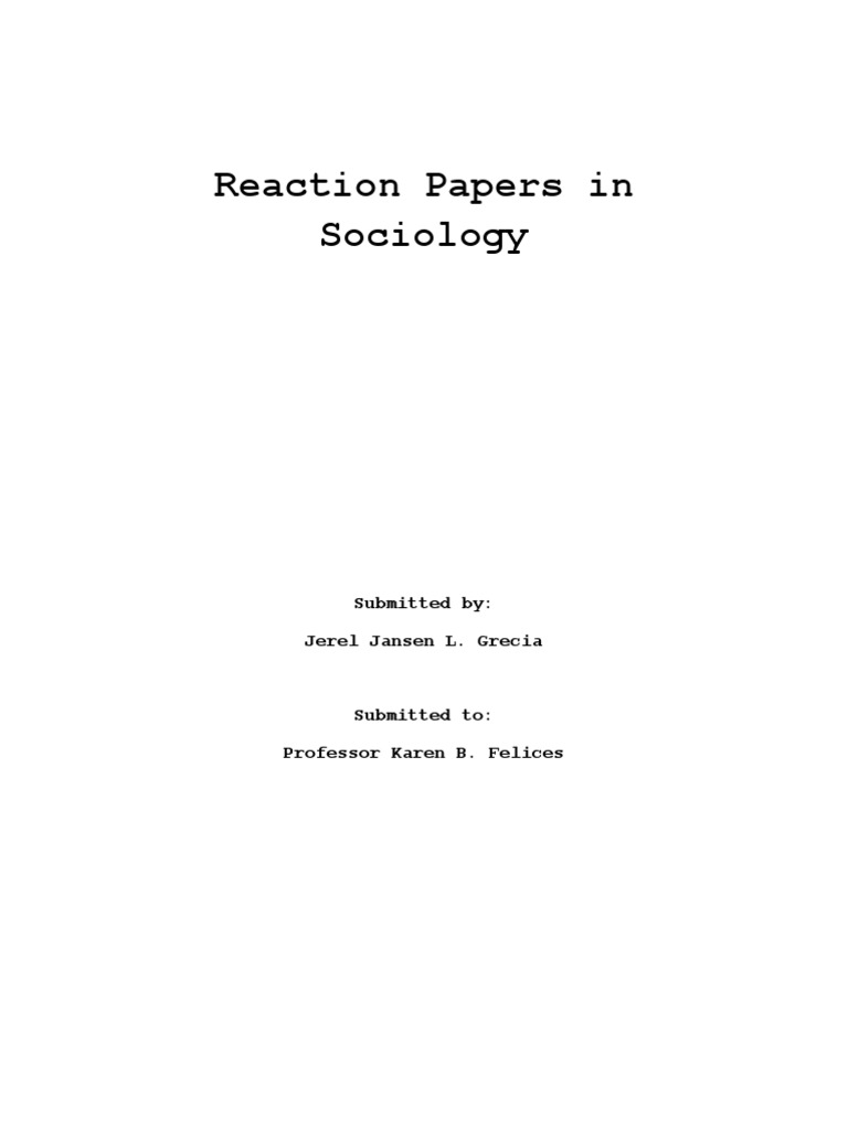 sociology reaction papers