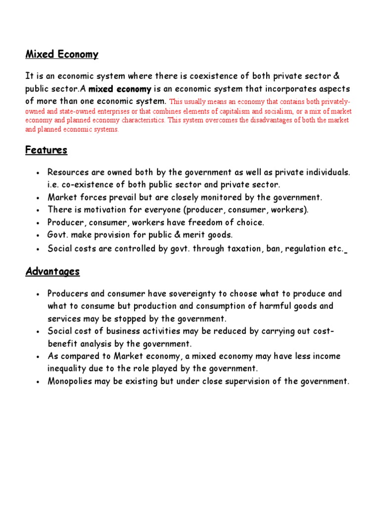 Advantages of Mixed Economy | PDF | Finance & Money Management