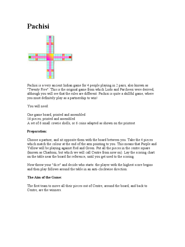 Pachisi Is A Very Ancient Indian Game | PDF | Leisure | Competitive Games