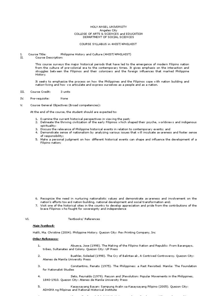 Course Syllabus PDF Philippines Manila