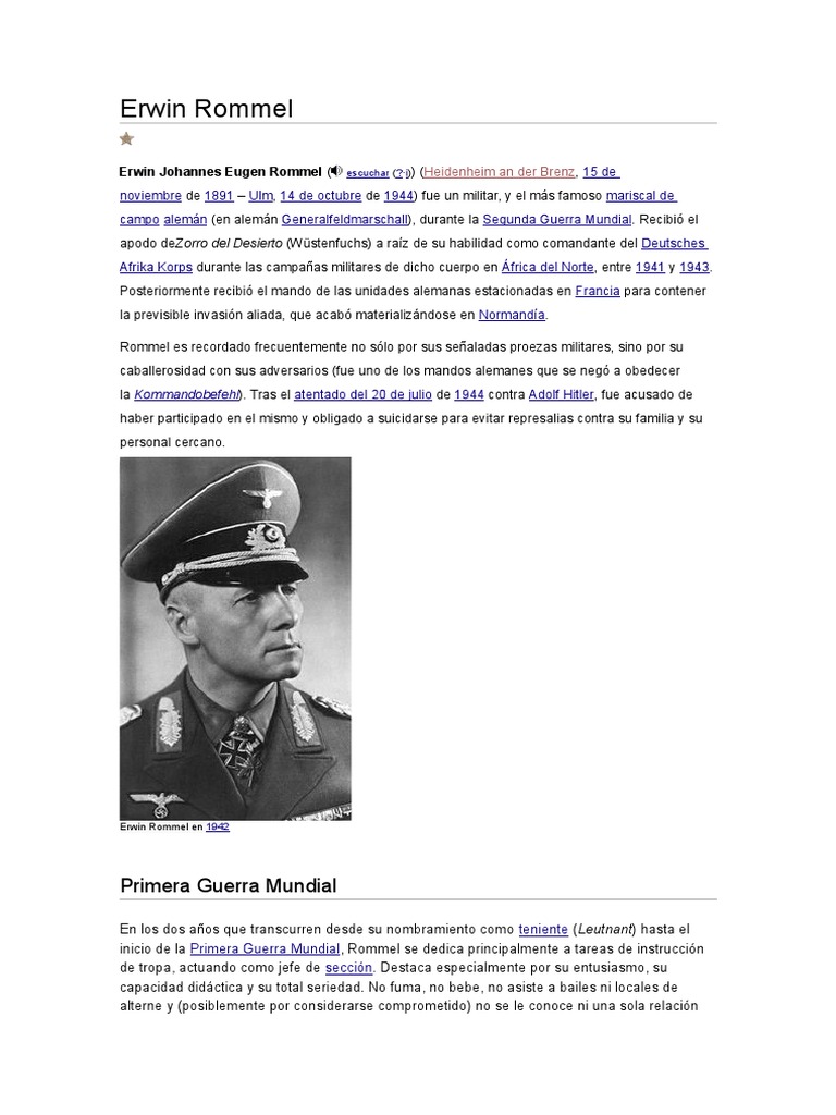 Erwin Rommel | PDF | Erwin Rommel | Conflictos del segundo milenio