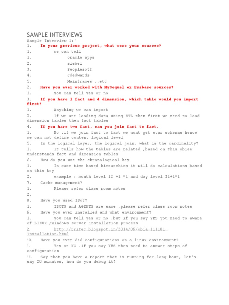 OBIEE Developer Interview Questions | PDF | Computer Data | Information ...