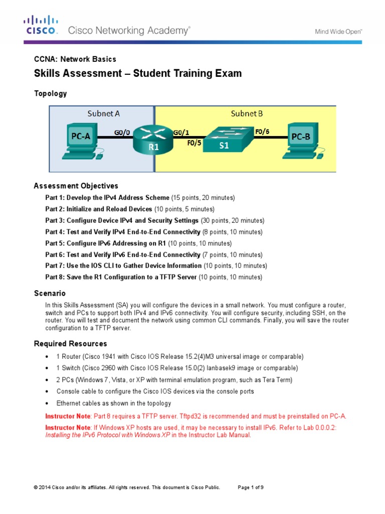 Network Basics Practice SkillsAssessment | PDF | Ip Address | I Pv6