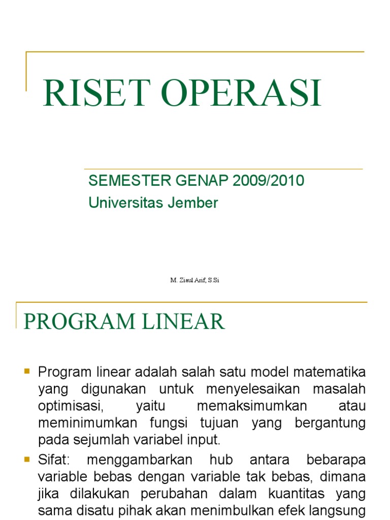 Manfaat Riset Operasi dalam Optimisasi | PDF