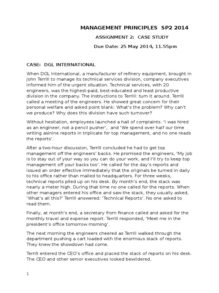Case Study Assignment 2 - SP2 2014 | PDF | Leadership
