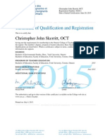 Certificate of Qualification and Registration: Christopher John Skerritt, OCT