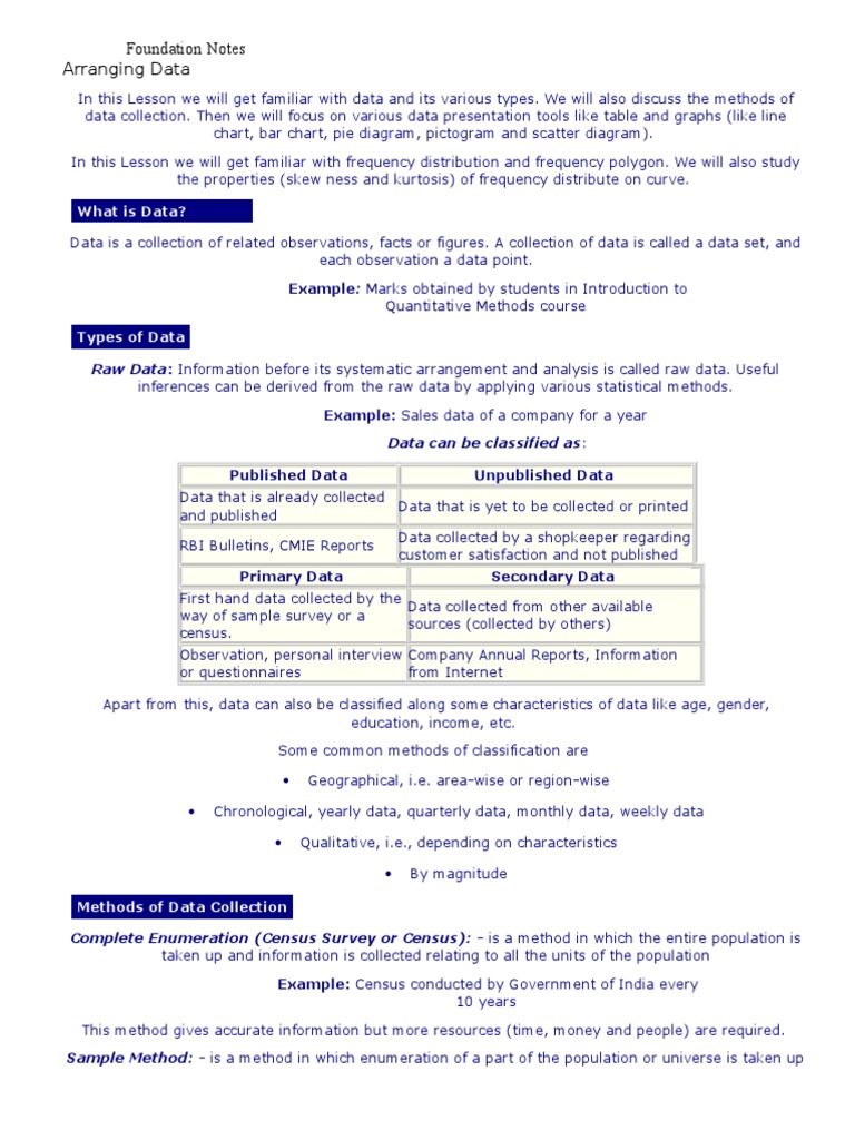 Foundation Notes 2013 | Download Free PDF | Histogram | Arithmetic Mean