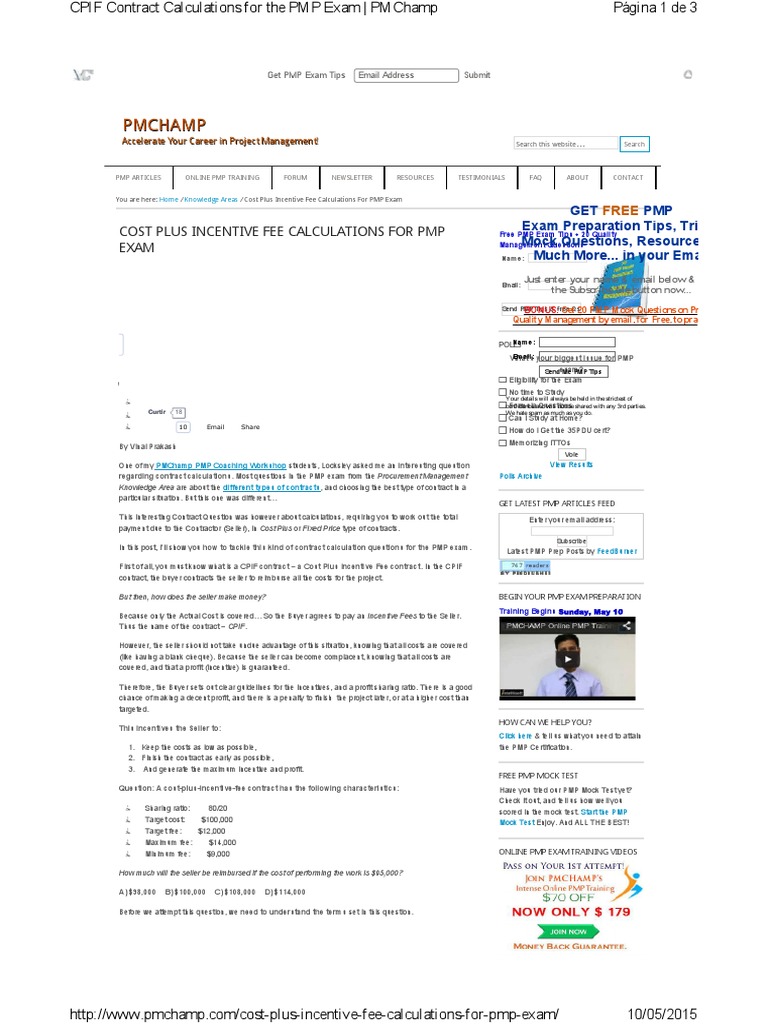 Cost Plus Incentive Fee Calculations For PDF Economies Business