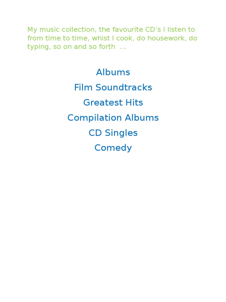 My Favorite Music CDs Collection | PDF | Music Industry | Musicians