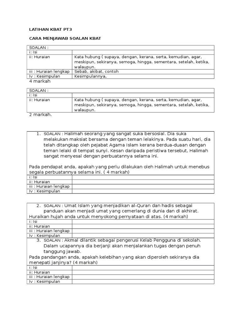 Cara Menjawab Soalan Kbat Pendidikan Islam Kansaism