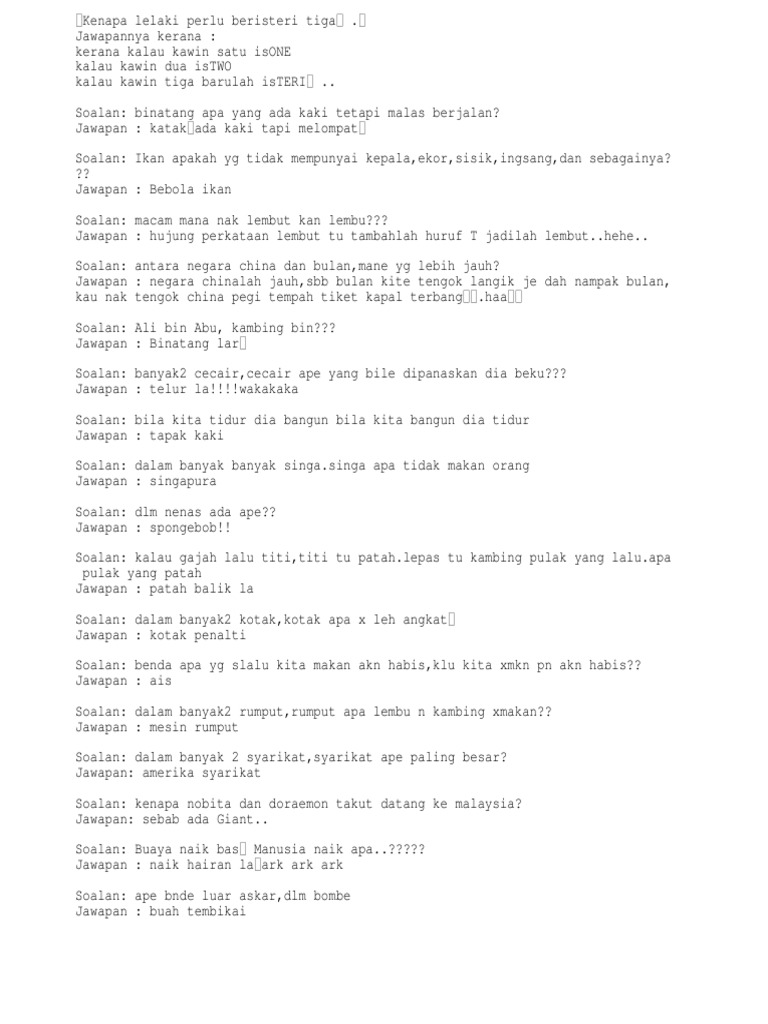 Teka Teki Bahasa Melayu Menarik Dan Mencabar Pdf