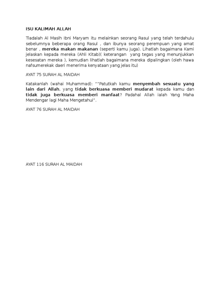 Isu Kalimah Allah Pdf