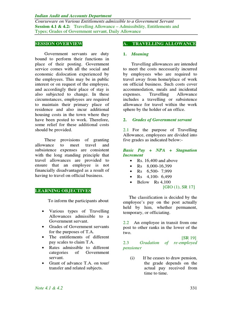 Travelling Allowance Guidelines for Govt Servants | PDF | Rail ...