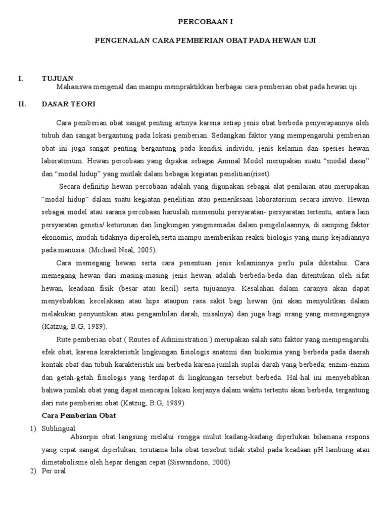farmakologi PENGENALAN CARA PEMBERIAN OBAT PADA HEWAN UJI farmakologi PENGENALAN CARA PEMBERIAN OBAT PADA HEWAN UJI