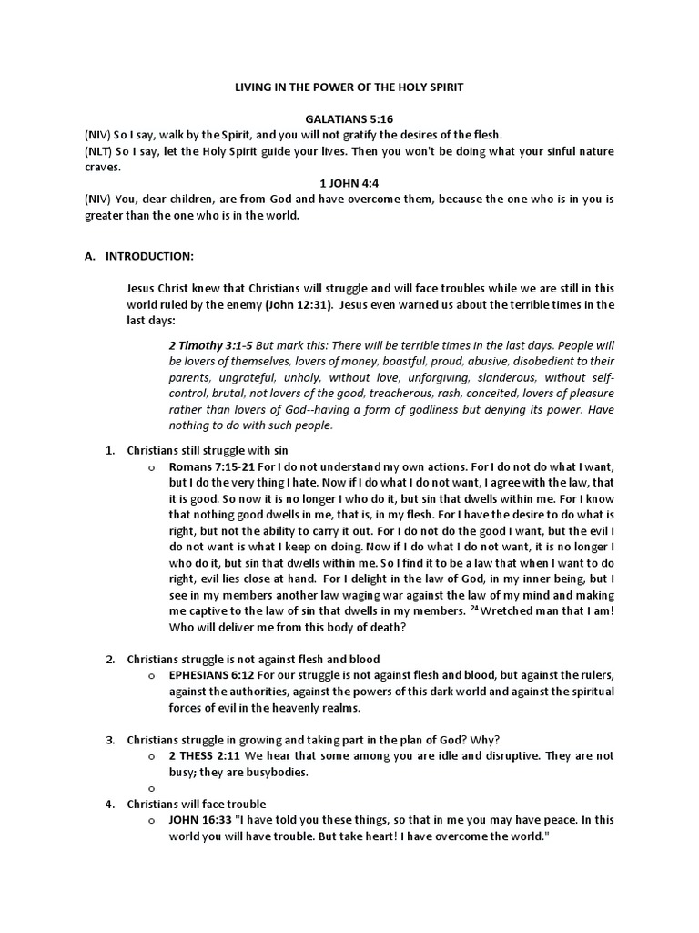 Living in the Power of the Holy Spirit | PDF | Salvation | Jesus