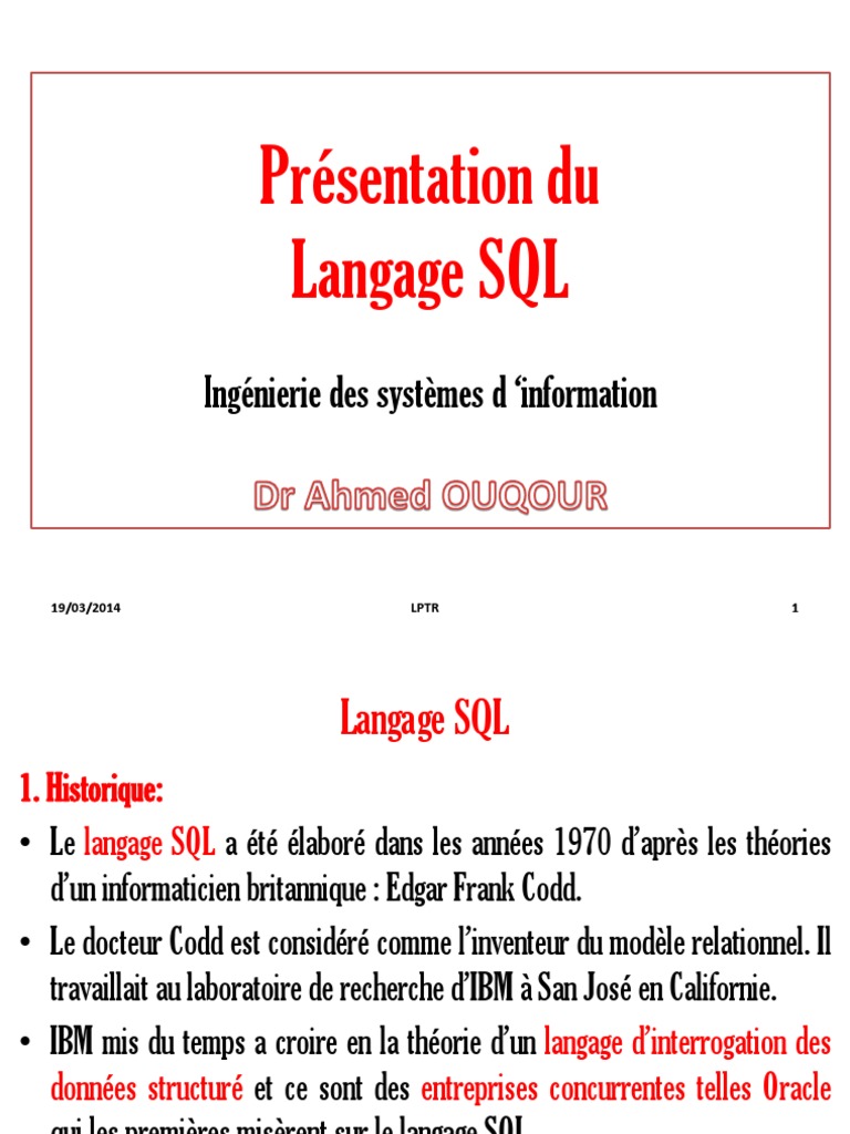 Langage SQLpremier | PDF | SQL | Base de données relationnelle