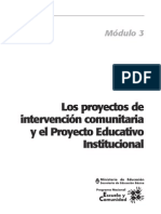 Los proyectos de intervención comunitaria y el Proyecto Educativo Institucional