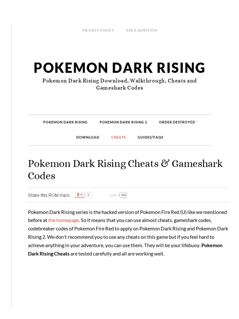 Pokemon dark rising 2 wild pokemon cheats