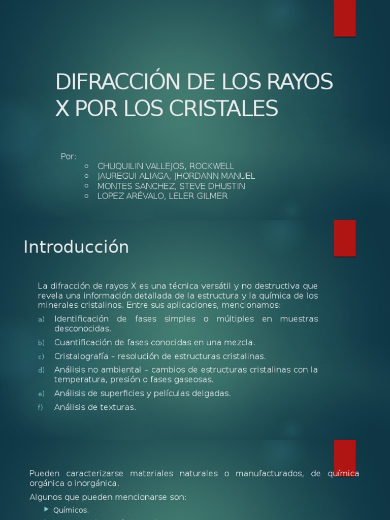Difracción de los Rayos X por los cristales.pptx ...