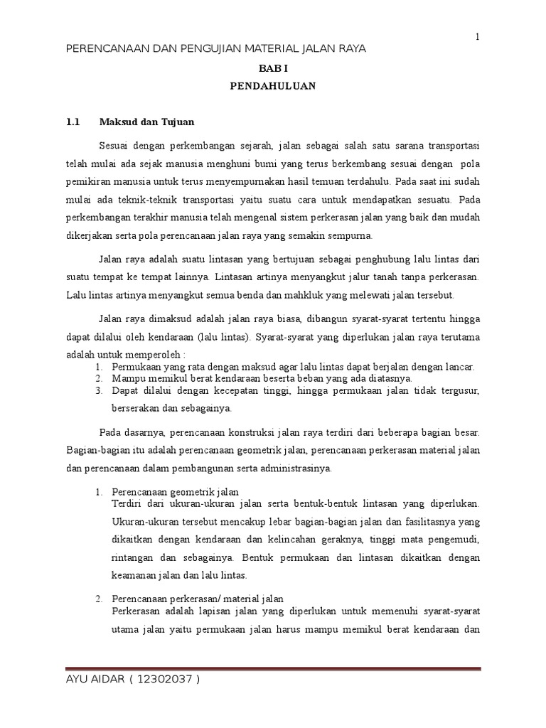Perencanaan Material Jalan Raya Efisien | PDF