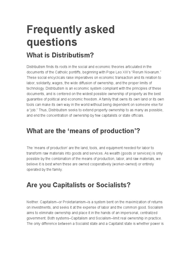 Questions About Distrivutivism | PDF | Capitalism | Property