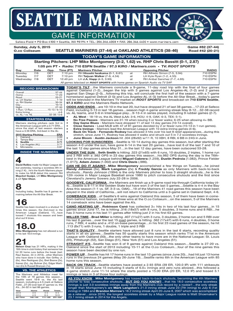 07.05.15 Game Notes | PDF | Home Run | Baseball Pitching