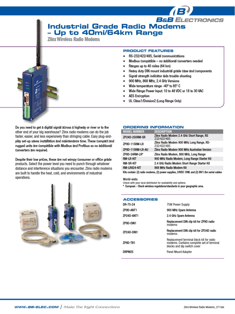 Industrial Grade Radio Modems - Up To 40mi/64km Range | PDF | Modem | Radio