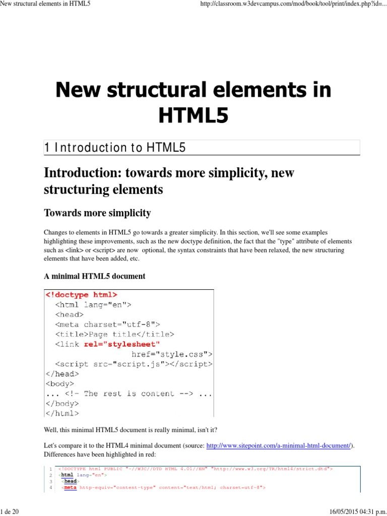 HTML5 Simplifications and New Elements | PDF | Html5 | Html