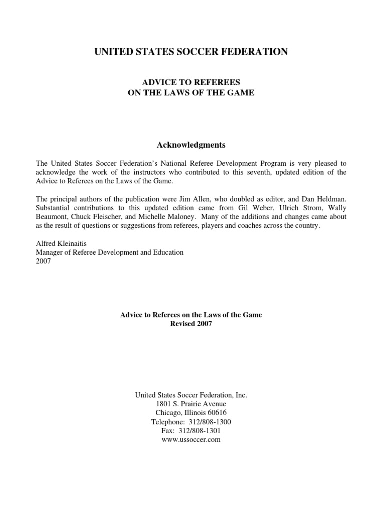 Referee Guidelines on Game Laws | PDF | Association Football | Team Sports