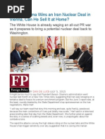 Even If Obama Wins An Iran Nuclear Deal in Vienna, Can He Sell It at Home