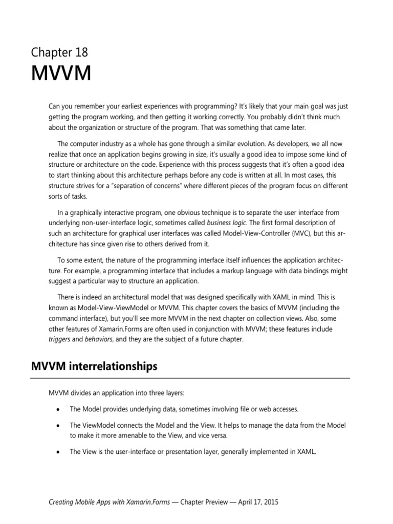Xamarin.Forms MVVM Guide | PDF
