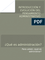 Introduccion Del Pensamiento Administrativo