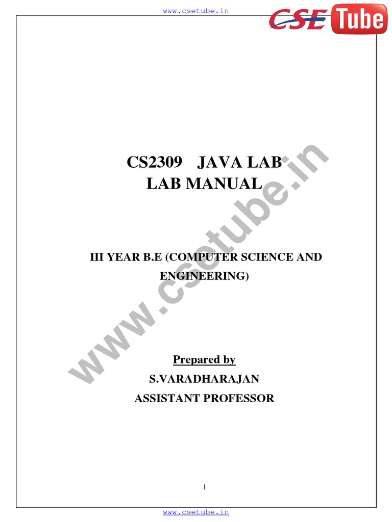 Cse - Javalab - CSE TUBE PDF | PDF | Java (Programming Language ...