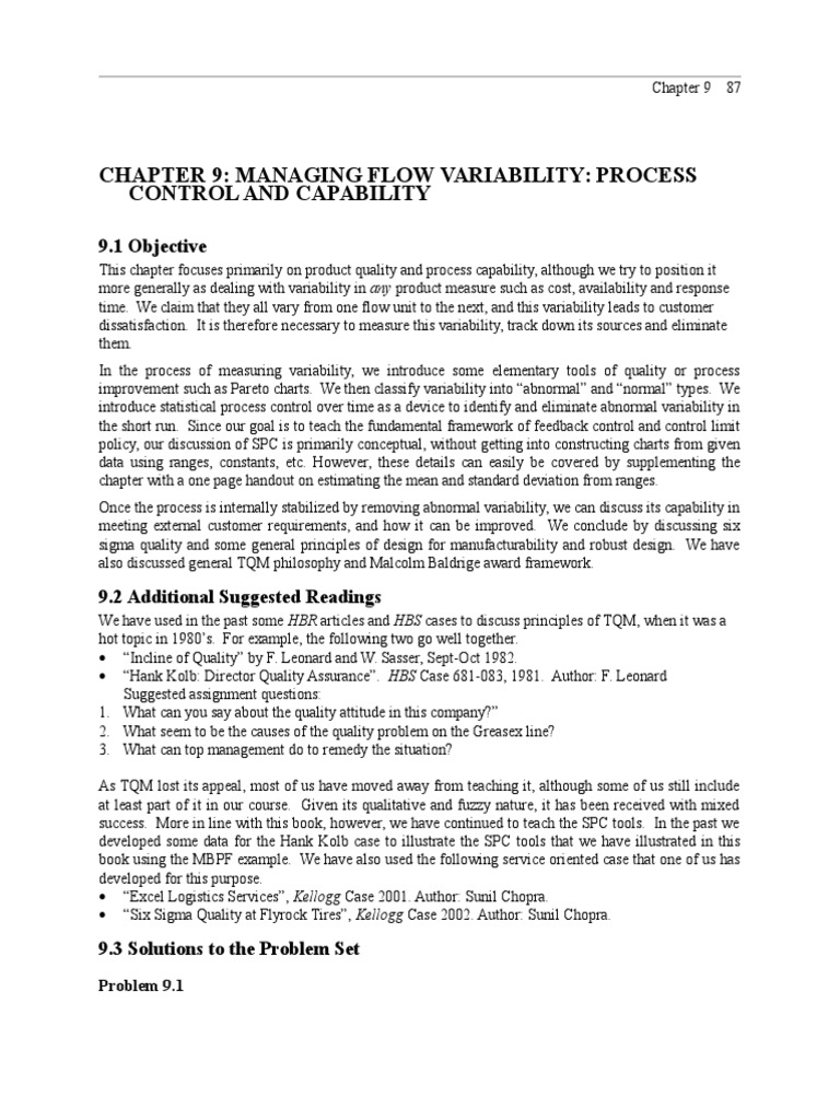 Reducing Variability to Enhance Quality | PDF | Standard Deviation | Mean