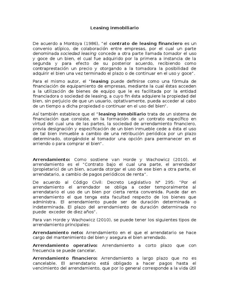 Leasing Inmobiliario | PDF | Arrendamiento | Alquiler