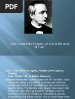 "God Created The Integers, All Else Is The Work of Man": Leopold Kronecker