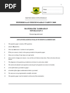 Ptn Ppt Matematik Tambahan Tingkatan 4 Quadratic Equation Algebra