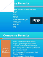 Company Permits: Akta Pendirian Perusahaan Siup TDP NPWP Surat Keterangan Domisili Ho/Iuug Amdal IMB